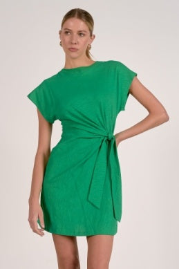 Green Tie Waist T-Shirt Dress