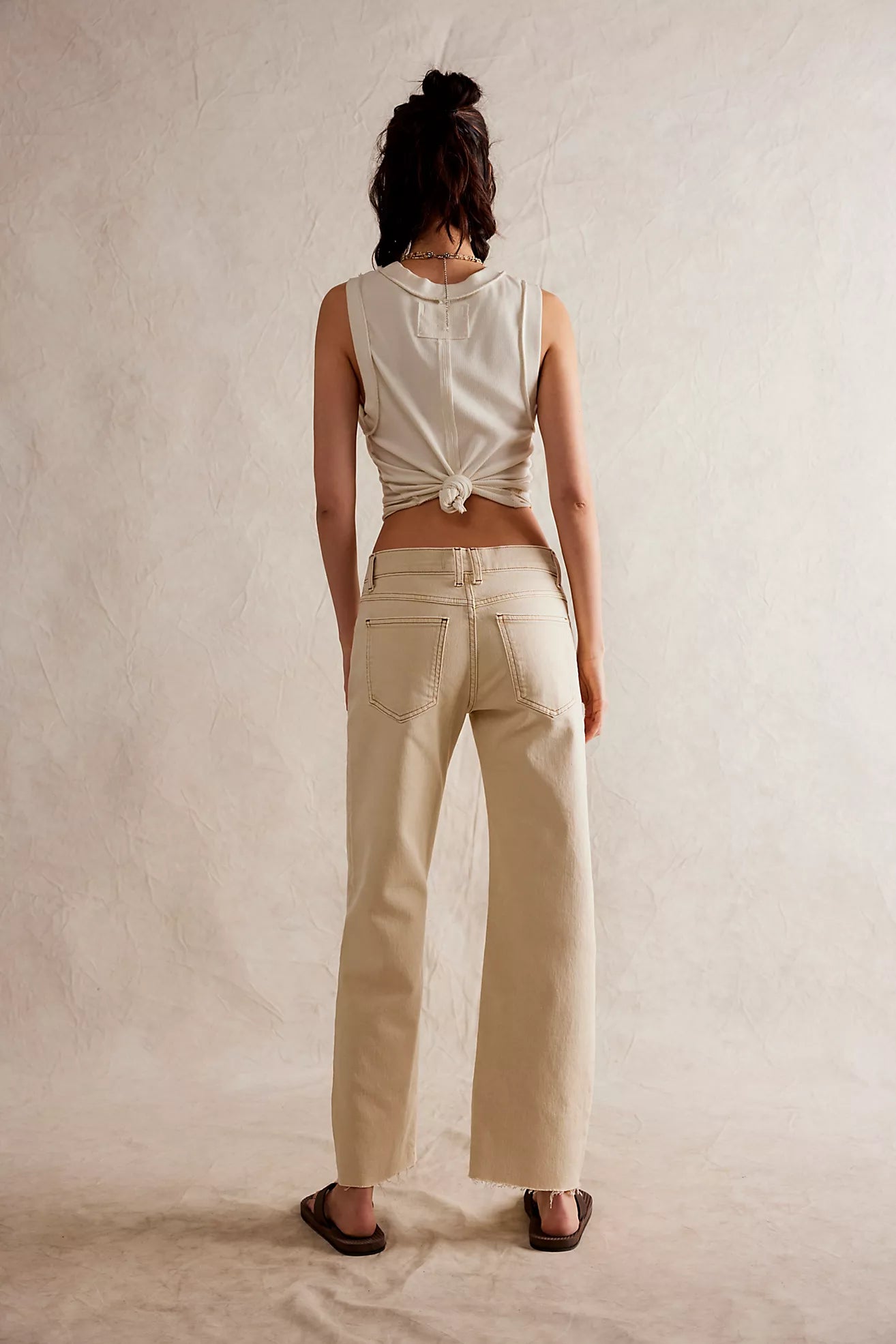 Ecru Risk Taker Mid Rise Straight Jean