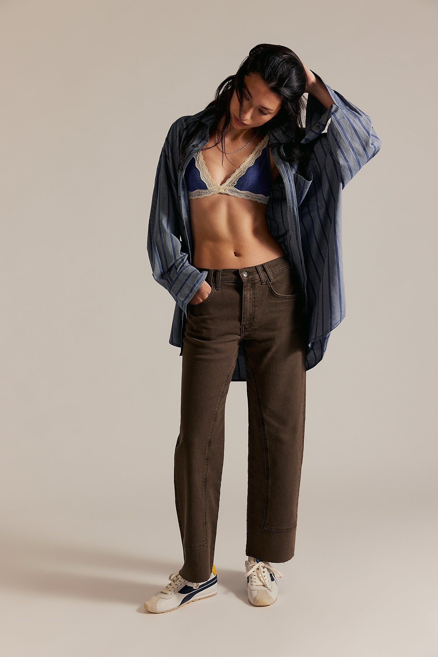 Brown Risk Taker Mid-Rise Jeans