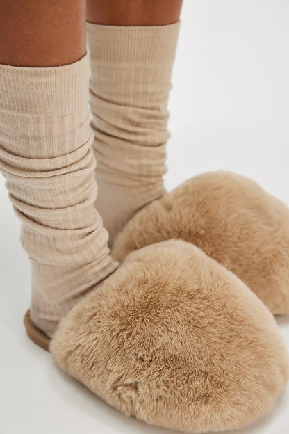 Taupe Snowball Slippers