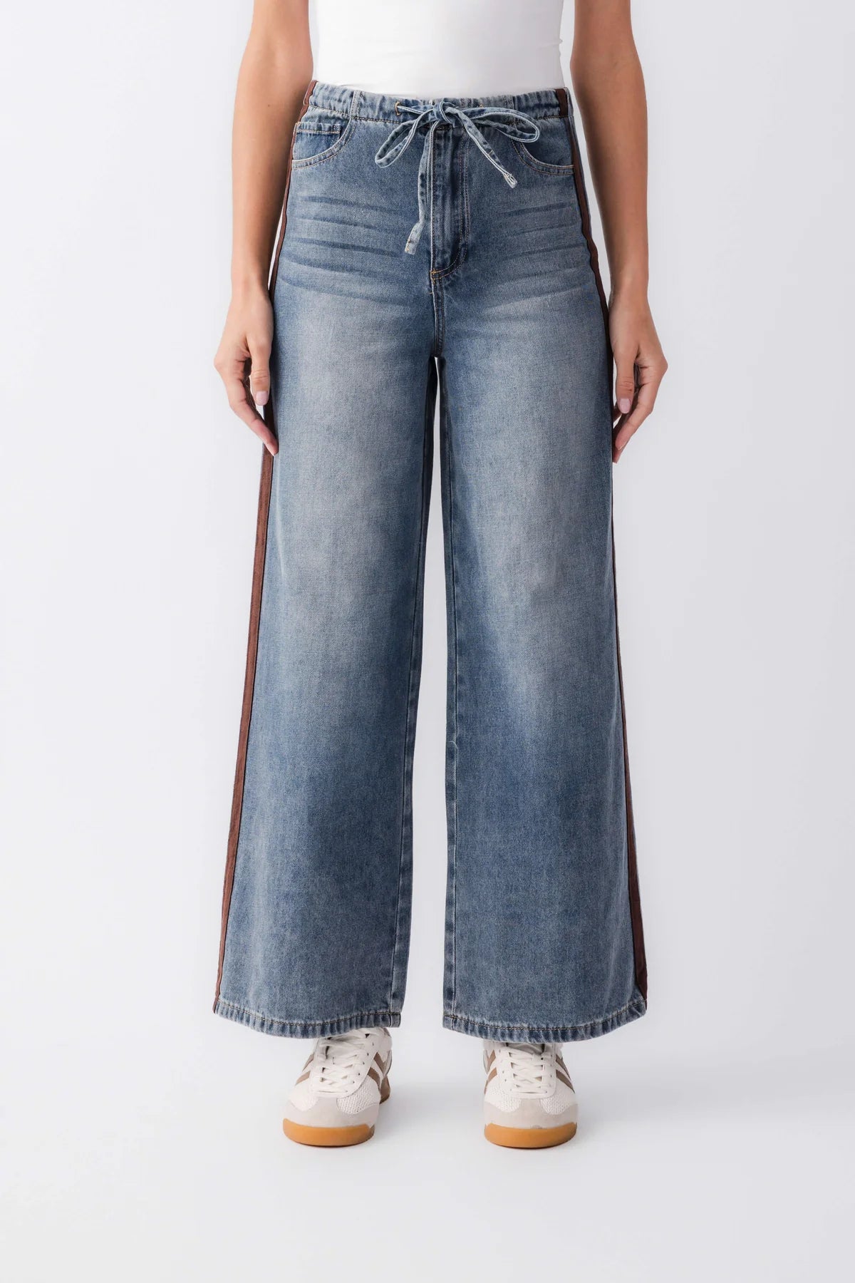 Brown Stripe Varsity Jeans