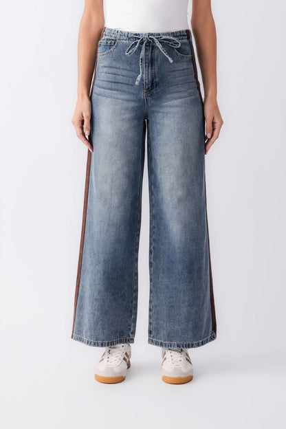 Brown Stripe Varsity Jeans