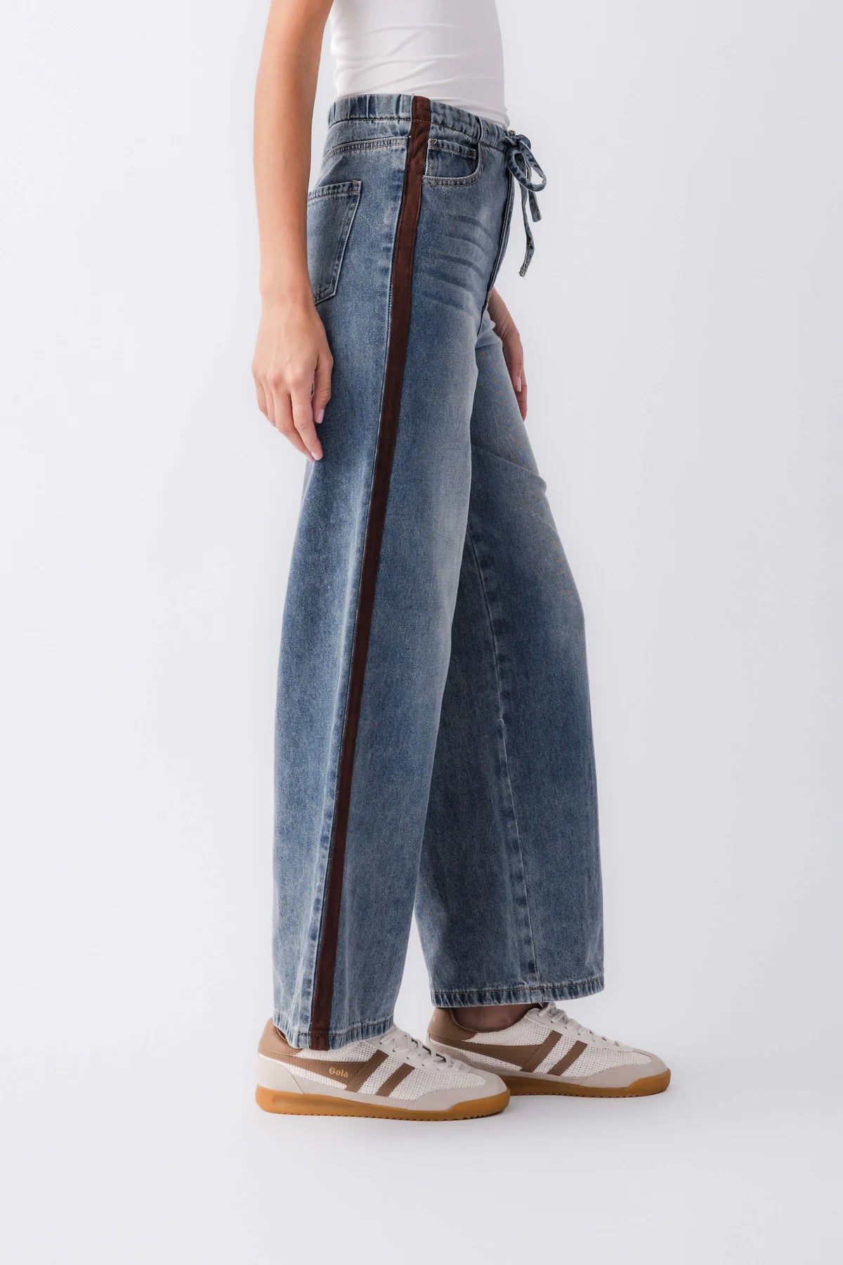 Brown Stripe Varsity Jeans