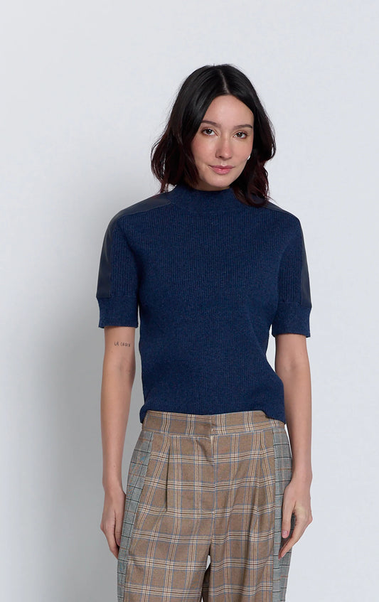 Navy Vegan Trim Vesper SS Sweater