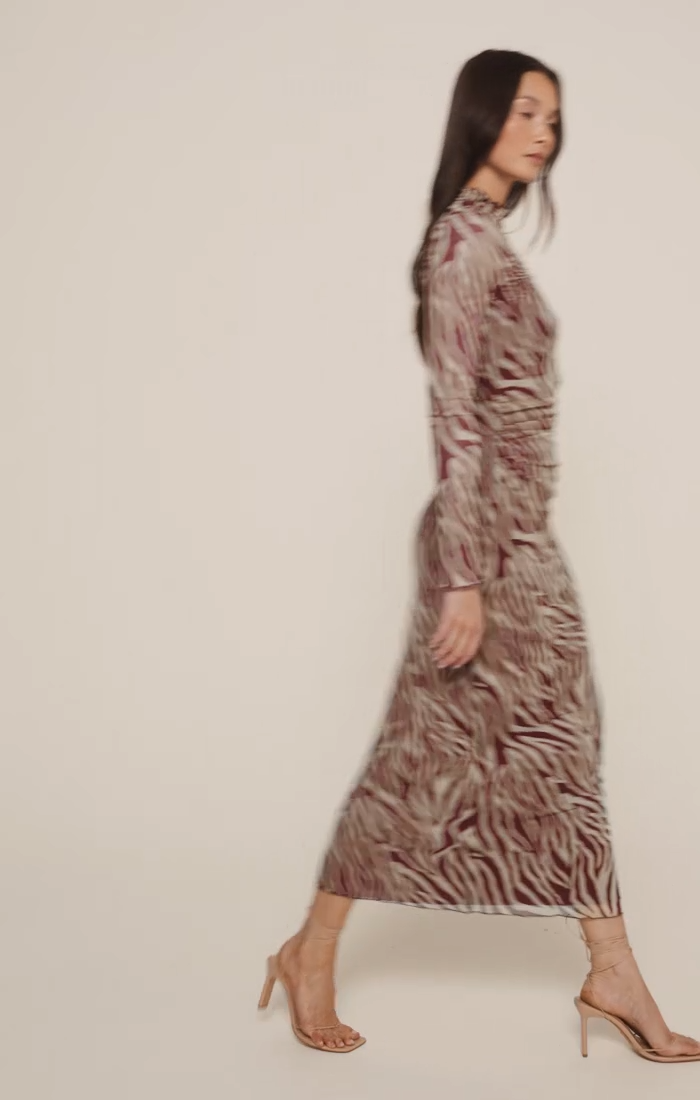 Sevilla Zebra Mesh Midi Dress
