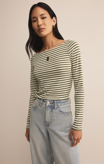 Green Pristine Striped Tee
