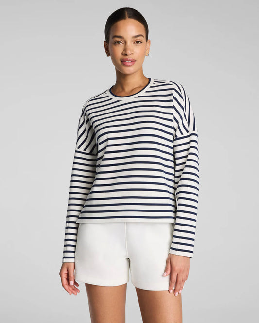 Air Essentials Long Sleeve Crewneck - Navy Stripe